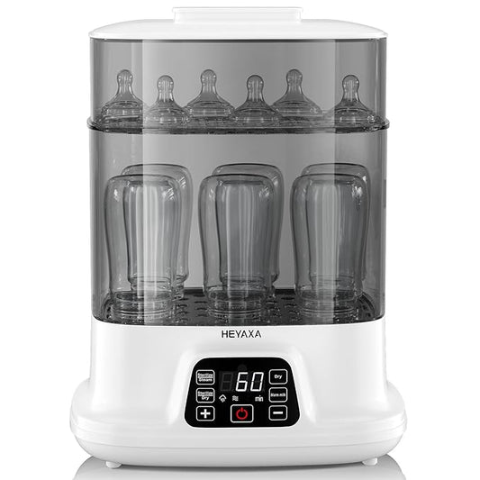 HEYAXA Baby Bottle Steri-lizer and Dryer, 10 Bottles Large Capacity, 4 in 1 Electric Steamer and Dryer for All Bottles, Parts & Baby Essentials, Touch Screen and Auto-Off
