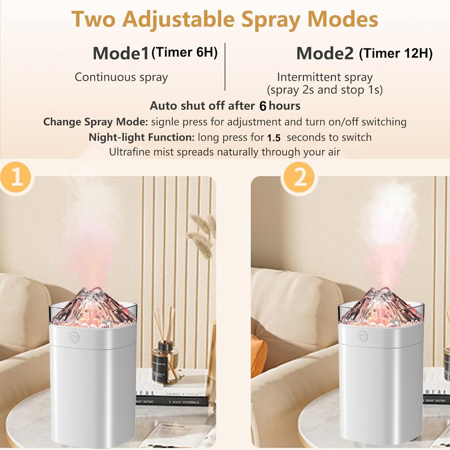 Portable Mini Cool Mist Humidifier, 400ml Ultrasonic Humidifier with 7 Color Night Lights, 2 Mist Modes, 10-20 Hours Runtime, Ultra-Quiet for Bedroom, Nursery, Office, Car, USB Powered (White)