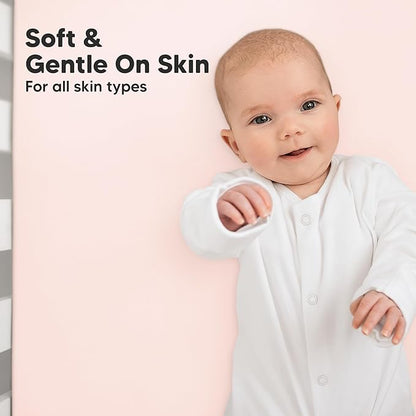 KeaBabies 2-Pack Organic Crib Sheets for Boys, Girls - 52x28 Fitted Crib Mattress Sheet Neutral, Breathable Jersey Cotton Cover for Baby Bed, Toddler Mattress, Soft & Cute Prints (Mist Rose)