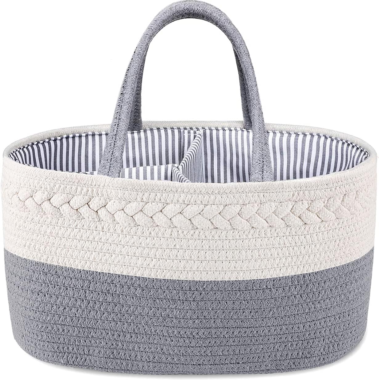ABenkle Baby Diaper Caddy, Nursery Storage Bin and Car Organizer for Diapers and Baby Wipes, Cotton Rope Diaper Basket Caddy, Changing Table Diaper Storage Caddy