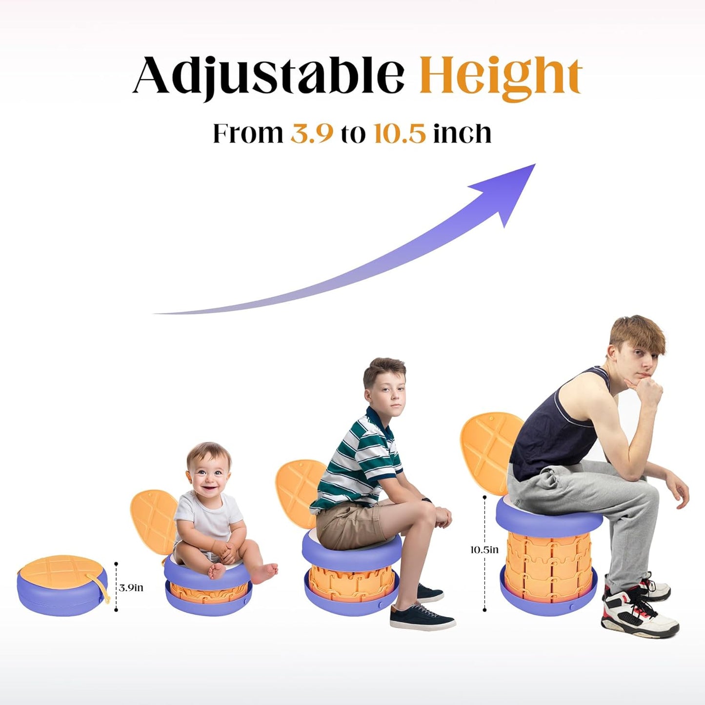 Inmorven Portable Toilet Camping Foldable Potty for Toddler Adults Kids Travel Potty for Car,Camping,Trips,Boat,Indoor,Outdoor Emergency,Travel etc,Adjustable Height Training Toilet Seat.