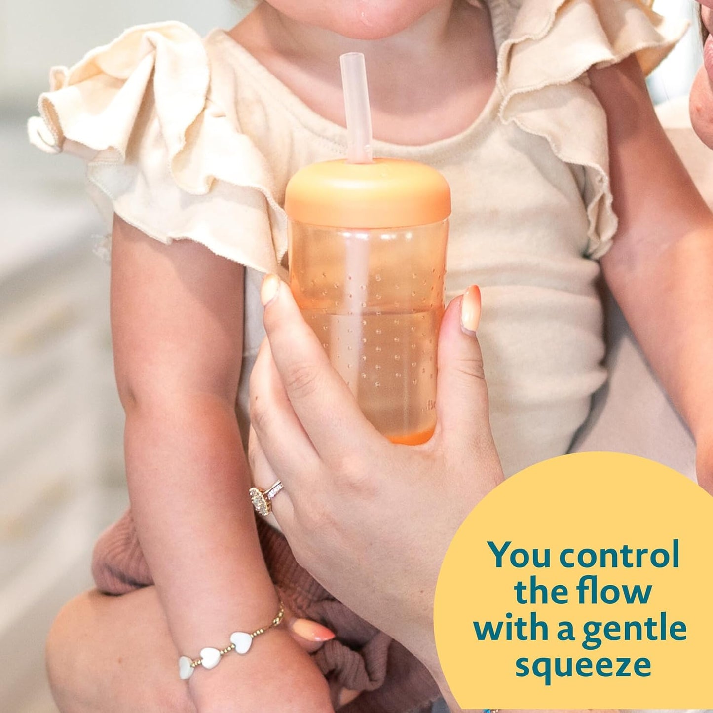 The First Years Squeeze & Sip Toddler Straw Cups - Squeezable Transition Sippy Cup with Silicone Straw - Toddler Feeding Supplies - 7 Oz - 3 Count - Ages 6 Months and Up