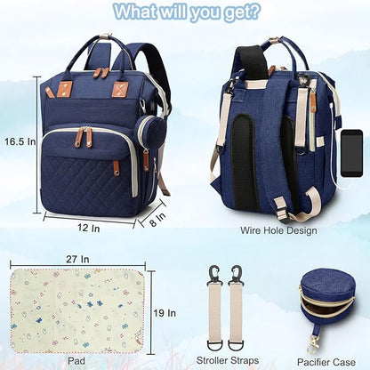 SHITIESHOU Diaper Bag Backpack Baby Bag, Baby Girl Boy Diaper Bag for Dad Mom with Pad, 16 Pockets, Pacifier Case, Large Diaper Bags Unisex for Travel (Blue)