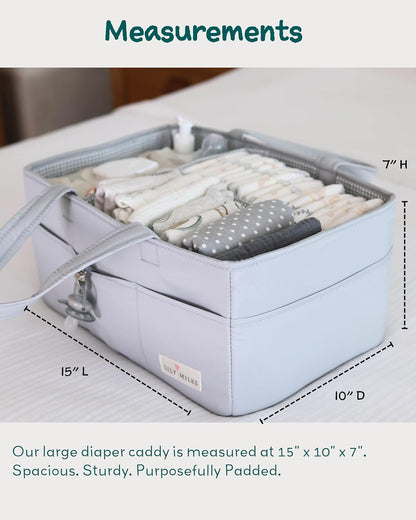 Lily Miles Baby Diaper Caddy Organizer - Large Tote Bag for Newborn essentials Boy or Girl - Baby Shower Basket - Nursery Must Haves - Registry Favorites - Newborn Caddie Car Organizer