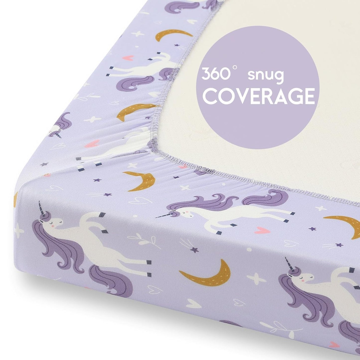 Yoofoss Pack and Play Sheets Fitted, Mini Crib Sheets 2-Pack for Pack N Play Mattress, Stretchy Playard Sheet, Soft and Breathable Green+Giraff