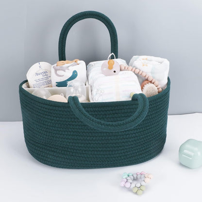 Baby Diaper Caddy Organizer for Girl Boy Rope Nursery Storage Bin Basket Portable Holder Tote Bag for Changing Table Car Travel Baby Shower Gifts Newborn Essentials Registry Must Have Items Pink