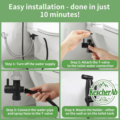 Handheld Toilet Bidet Sprayer for Toilet, Adjustable Water Pressure Control with Complete Bidet Spray Hoses Kit for Feminine Wash, Cloth Diaper Sprayer for Baby Wash