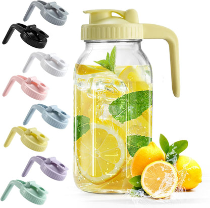 32oz Glass Pitcher with Lid & V-shaped Pour Spout - 1 Quart Breastmilk Pitcher Double Leak Proof, Creamer Container for Sun Tea, Juice, Cold Brew Coffee, Breastmilk Storage Container