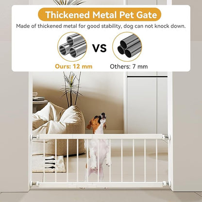 Dog Gate Indoor,18"-45" Adjustable Extra Wide Metal Short Dog Gate to Step Over, 18" Tall Small Pet Gate with 3 Extension Kits, Pressure Mounted for Doorways & Stairs