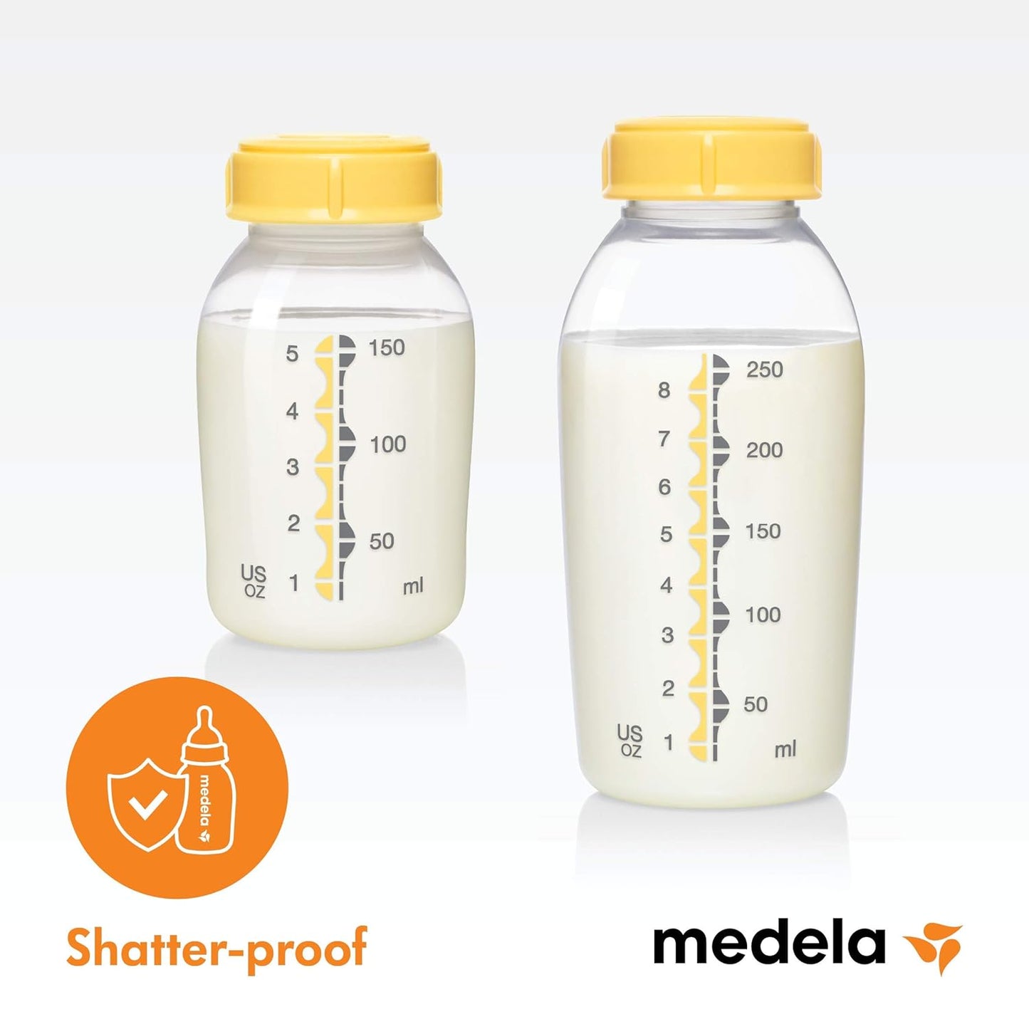 Medela Breast Milk Collection and Storage Bottles with Solid Lids - 6pk/5oz-150mL Breastmilk Container, Compatible Breast Pumps and Made Without BPA