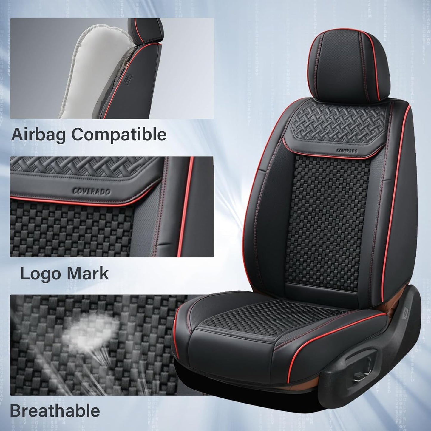 Coverado Leather Seat Covers for Car, Waterproof Car Seat Covers Full Set, 2 in 1 Conversions Car Seat Cover Protector Car Accessories Universal Fit for Most Cars SUVs and Trucks Beige