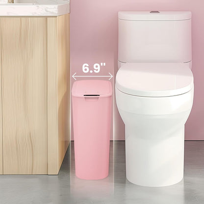 Cesun Motion Sensor Trash Can, 5 Gallon Automatic Bathroom Garbage Can with Lid, Touchless Smart Plastic Slim Wastebasket for Bathroom, Office, rv, Bedroom, Living Room, White