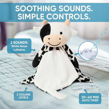 Love By Emi 4 in 1 Baby Lullaby Sleep Soother Toy - Stuffed Animal Sound Machine & Pacifier Holder | Heartbeat White Noise & Music | Plush White Tiger Lovey Sleep Aid Security Blanket (0-3 Years)