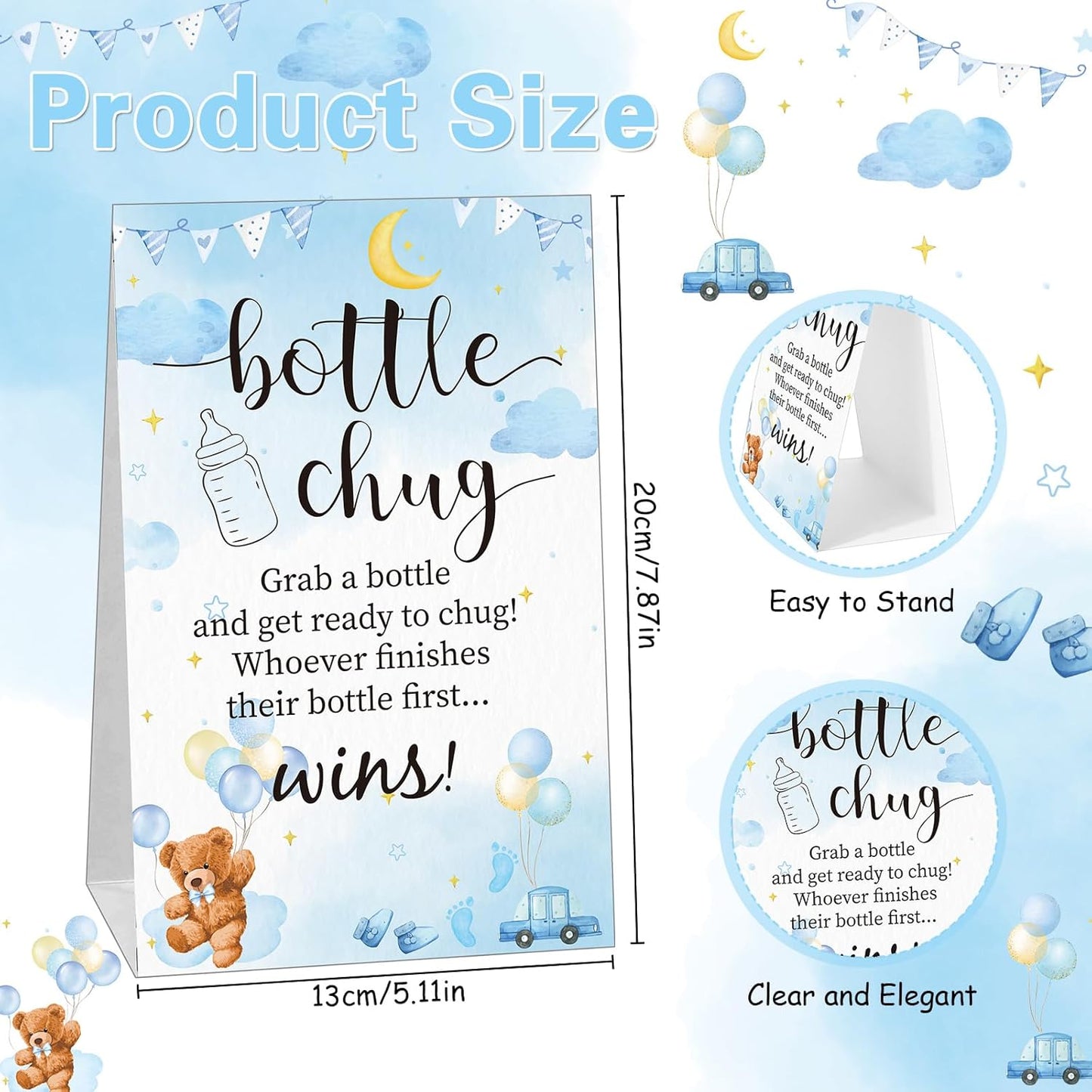 TrelaCo Bottle Chug Baby Shower Game 20 Pcs Baby Bottles Shower Favor with 1 Greenery Theme Sign for Gender Reveal Party Supplies Gifts(Green)