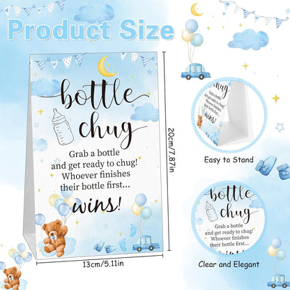 TrelaCo Bottle Chug Baby Shower Game 20 Pcs Baby Bottles Shower Favor with 1 Greenery Theme Sign for Gender Reveal Party Supplies Gifts(Green)