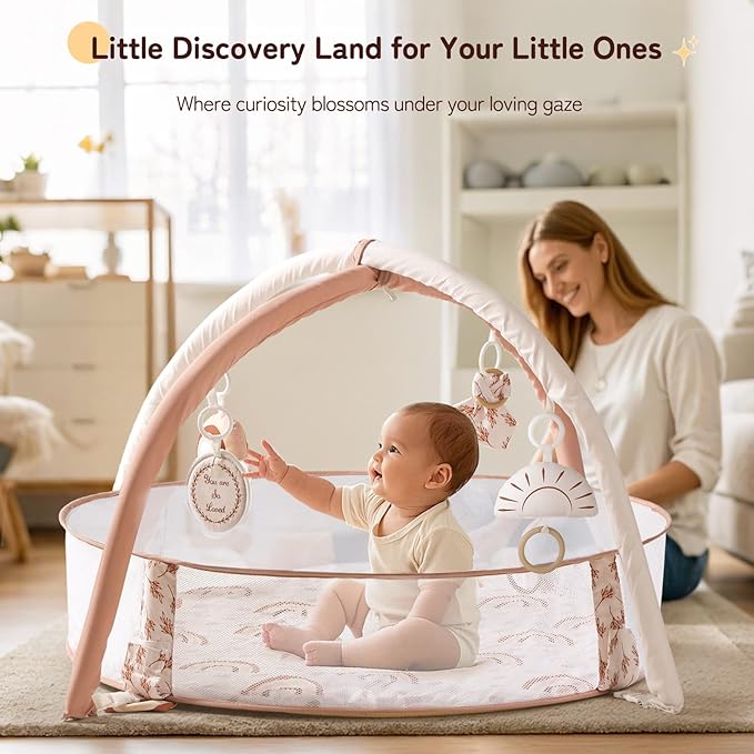Mallify 6-in-1 XL Large Baby Gym & Ball Pit, Play Mat & Play Gym, Combination Baby Activity Gym with Milestone Cards for Sensory Exploration and Motor Skill Development, Balls are not Included