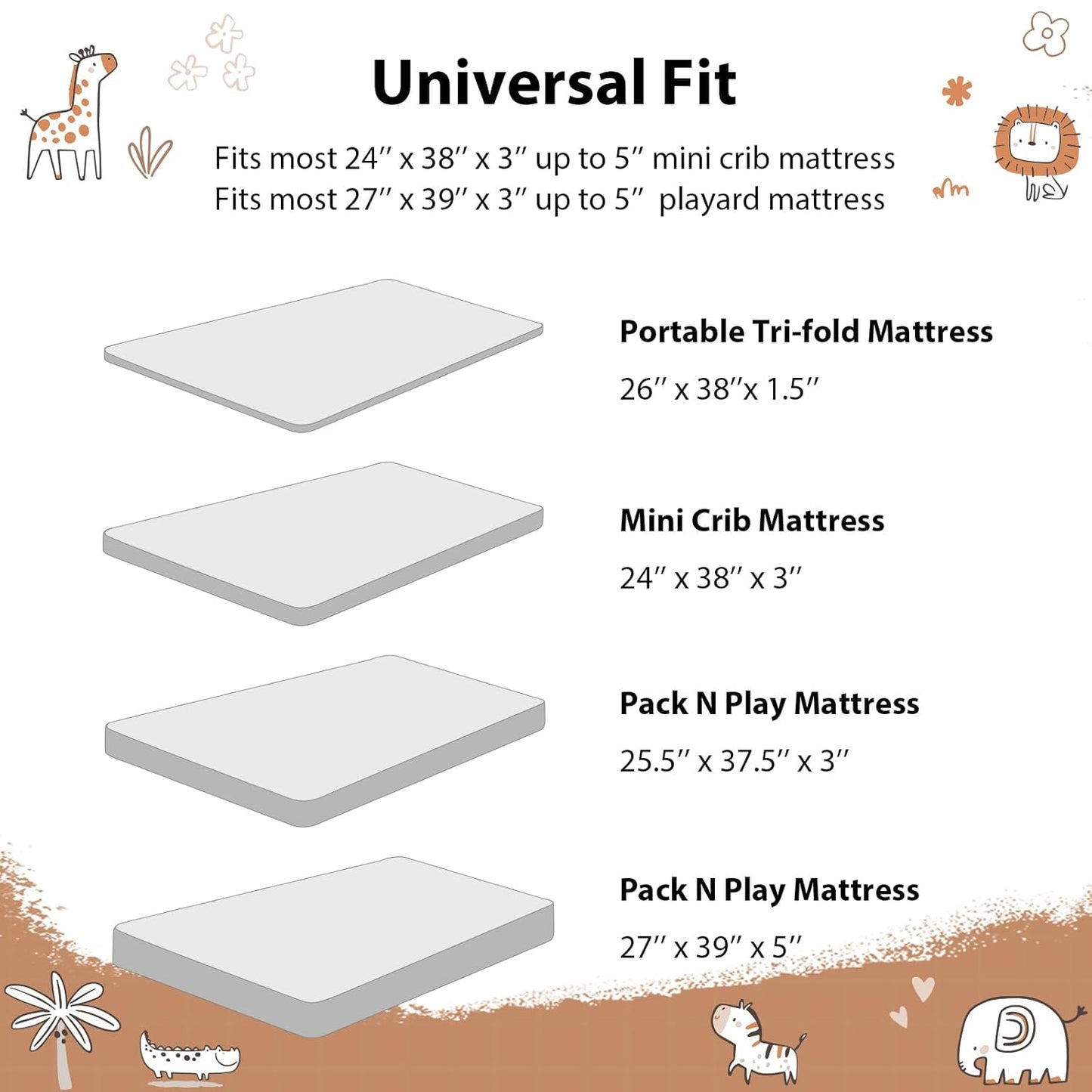 Baby Mini Crib Sheets Girl, Portable 38”x26” Pack and Play Sheets Fitted for Playard and Pack N Play Mattress, 3-Pack Soft Microfiber Pink Rainbow