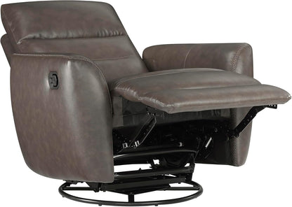 Lexicon 360 Degree Swivel Glider Reclining Chair, Manual Tab Pull Recliner, Leather Match Swivel Glider Recliner with Plush Foam, Sturdy Frame for Living Room/Office/Bedroom, Taupe