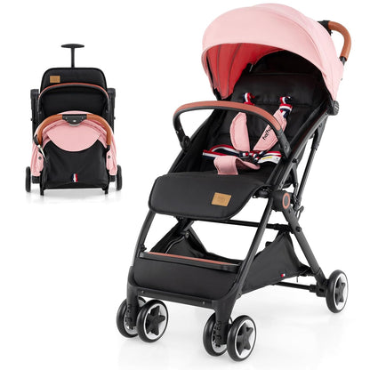BABY JOY Lightweight Baby Stroller, Compact Toddler Travel Stroller for Airplane, Infant Stroller w/ 5-Point Harness, Adjustable Backrest/Footrest/Canopy, Storage Basket, Easy One-Hand Fold, Beige