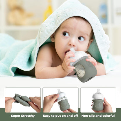 3 Pack Silicone Sleeves for Philips Avent Natural Glass Baby Bottles, Food Grade Silicone Anti Breakage Baby Bottles Holder, Compatible with Philips Avent Glass Natural Baby Bottle 8oz