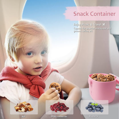 Termichy Baby Formula Dispenser, Portable Milk Powder Dispenser Container with Carry Handle and Scoop for Travel Outdoor Activities with Baby Infant, 8.8OZ, 0.55LB, 250g, 500ml (Pink)