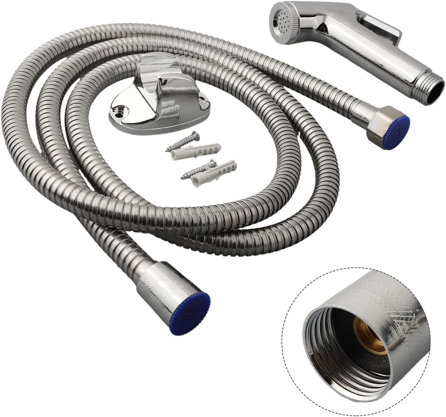Handheld Bidet Sprayer Toilet Shower Kit Chrome Shattaf Spray Set with Wall Mount Bracket Hose for Baby Cloth Diaper Pet Hygiene Elderly Mobility Aid