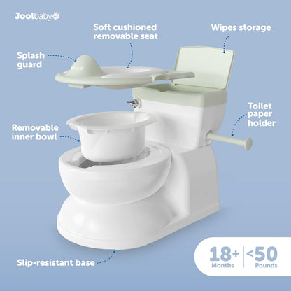 Real Feel 2-in-1 Potty with Wipes Storage, Flushing Sounds & Disposable Liners - Realistic Toilet - Easy to Clean & Assemble - Jool Baby (Gray)