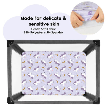 Yoofoss Pack and Play Sheets Fitted, Mini Crib Sheets 2-Pack for Pack N Play Mattress, Stretchy Playard Sheet, Soft and Breathable Green+Giraff