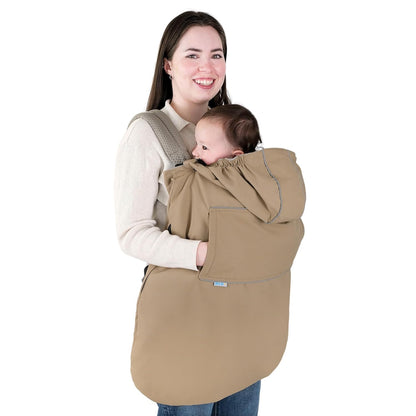 JAN & JUL Waterproof Baby Rain Cover with Hood and Pockets, Universal for Baby Carriers and Strollers (Black)