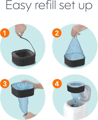 Diaper Genie Jumbo Square Refill, with Continuous Film, can Hold up to 810 Newborn-Sized Diapers per Refill.