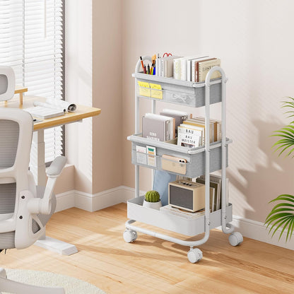 Modanais Baby Diaper Caddy Organizer Cart - 3 Tier Rolling Storage Cart with Wheels, Baby Essentials for Nursery Storage, Detachable Dividers - for Crib, Bedroom, Art & Craft Organizer (Black)