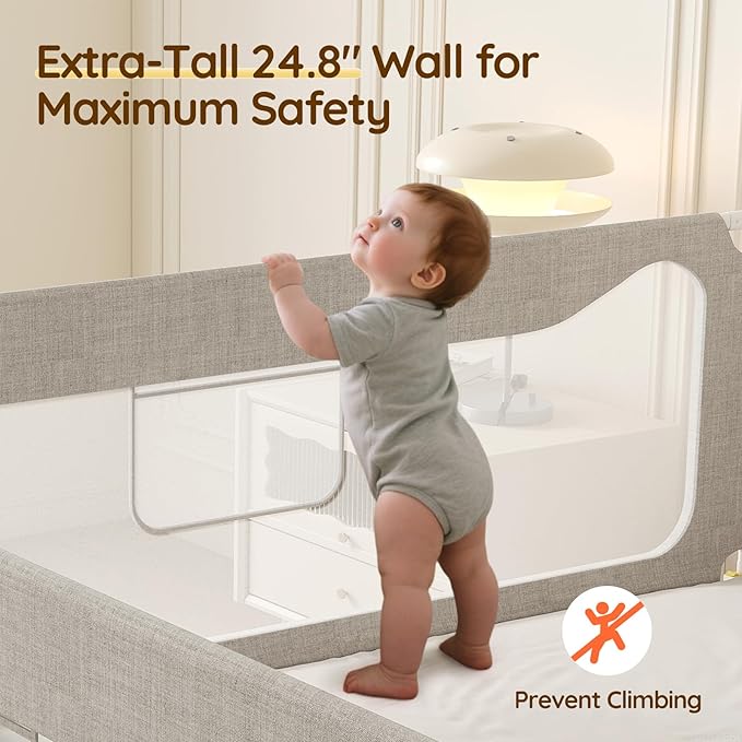 colorfarm King Size Toddler Bed Rail 3 Pack Bed Rails Guard with Safety Lock - Adjustable Bedrails Bed Fence for Infant Baby Toddlers Child (78.7x78.7x74.8)