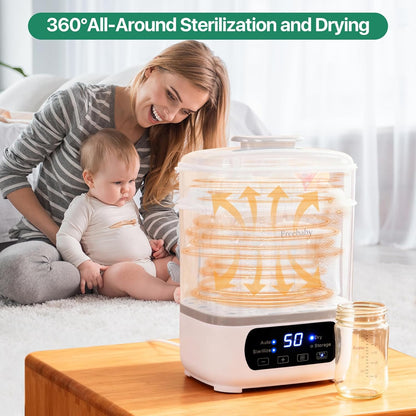 Freebaby Baby Bottle Sterilizer and Dryer,4 in 1 Electric Steam Sanitizer and Dryer for All Baby Bottle,Bottle Sanitizer for Pacifiers&Breast Pump Accessories,8 Bottles Capacity
