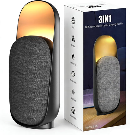 Sound Machine Night Light White Noise Machine with BT Speaker,6 Soothing Sounds,White Noise Sound Machine with Convenient Timer Options,for Baby Kids Adult Home Office Travel