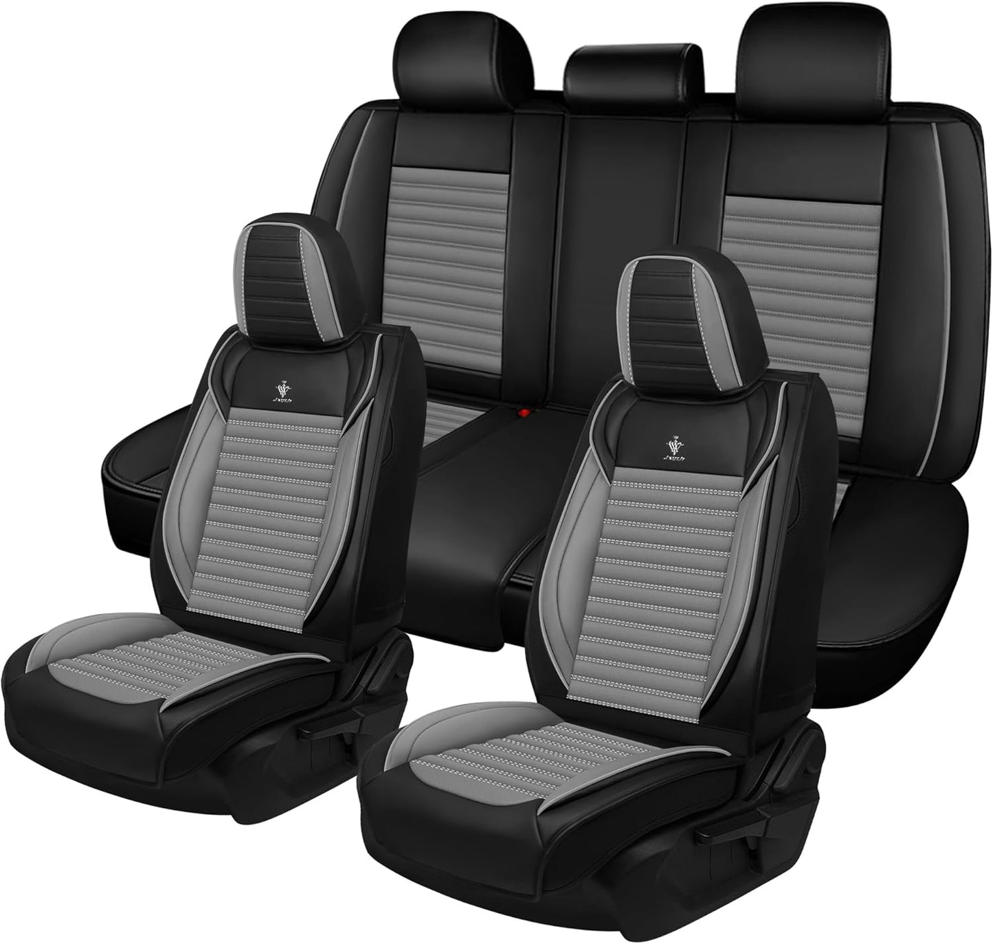 Seat Covers Fit for Mini Convertible 2009-2025 Premium Leather Car Seat Covers, Waterproof Non-Slip and Airbag Compatible, Fashion Car Seat Protector (Black Red,Front Set with Pillow)