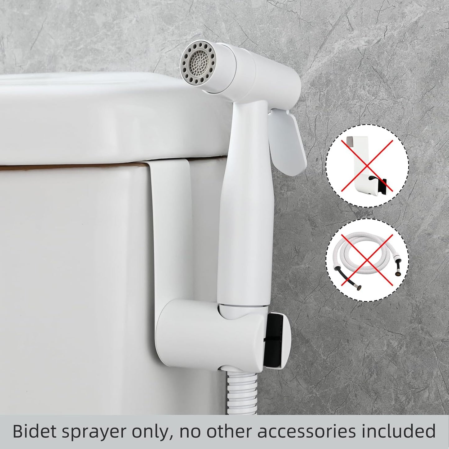 Tecmolog Dual Mode Bidet Sprayer Head Stainless Steel Cloth Diaper Shattaf Hygiene Toilet Replacement, White, WS024AW