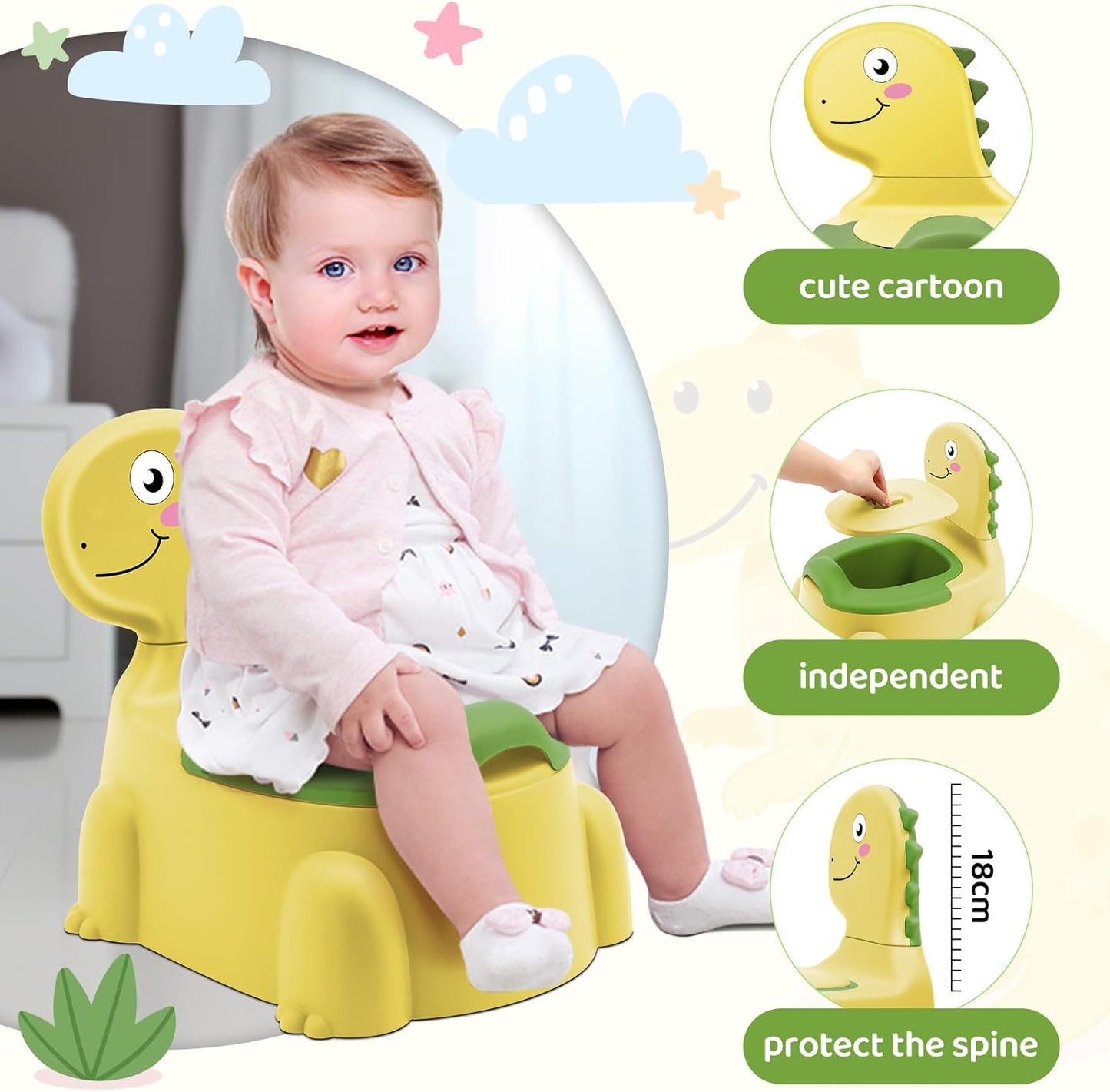 Potty Seat Baby Training Chair Boys Girls Toddler Whale Comfortable children 1-5 years old Baby toilet Animal seat with lid back potty trainer (Pink)