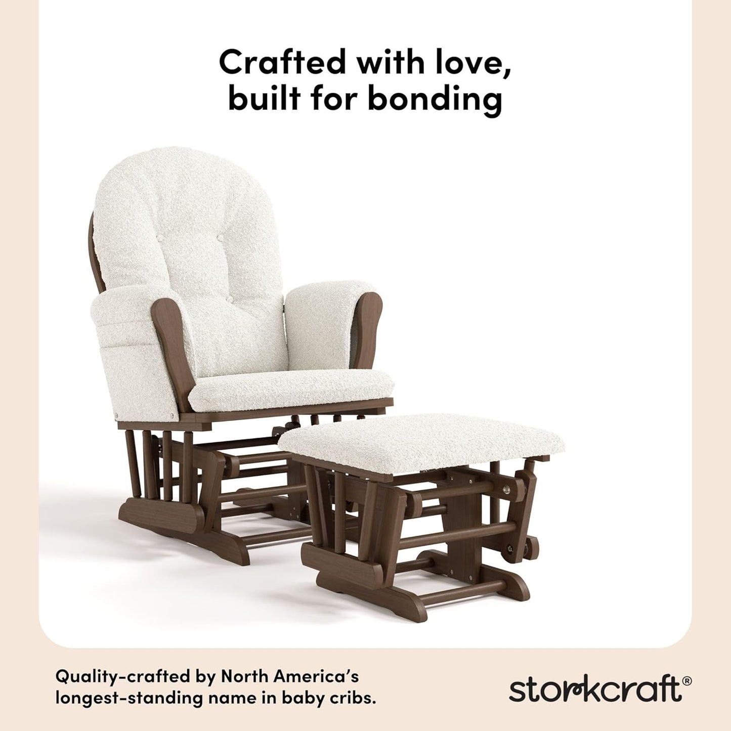 Storkcraft Premium Hoop Glider & Ottoman (Espresso/Gray Swirl) — GREENGUARD Gold Certified Nursery Glider, Solid Wood Craftsmanship, Smooth-Gliding Nursery Chair and Ottoman, Award-Winning - Colors B