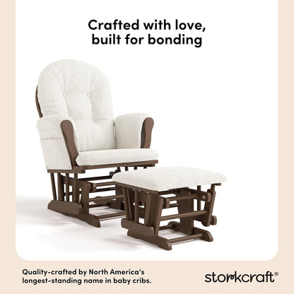 Storkcraft Premium Hoop Glider & Ottoman (White/Gray) — GREENGUARD Gold Certified Nursery Glider, Solid Wood Craftsmanship, Smooth-Gliding, Award-Winning - Colors B