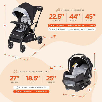Baby Trend Sit N' Stand® Double 2.0 Stroller, Dash Black