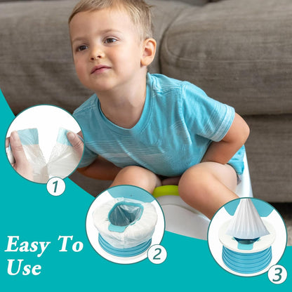 100 Pack Potty Chair Liners Disposable,Drawstring Training Toilet Seat Liner Bags Cleaning Bag for Kids Toddlers Outdoors Travel