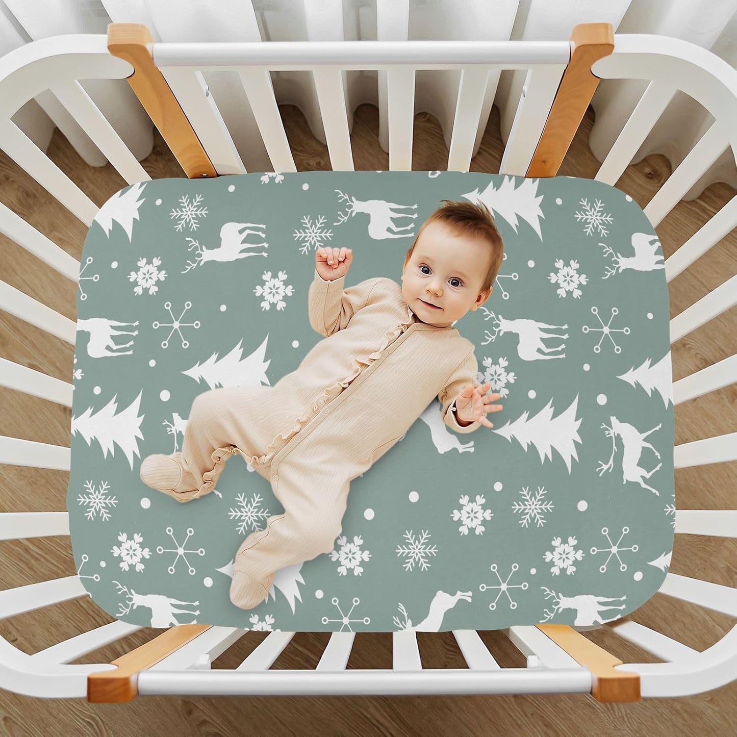 Fitted Crib Sheets Turtle Sea Horse Stretchy Portable Playard Sheets for Baby Toddler, Breathable Soft Mini Crib Mattress 39 x 27 in for Boys and Girls