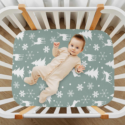 Fitted Crib Sheets Turtle Sea Horse Stretchy Portable Playard Sheets for Baby Toddler, Breathable Soft Mini Crib Mattress 39 x 27 in for Boys and Girls