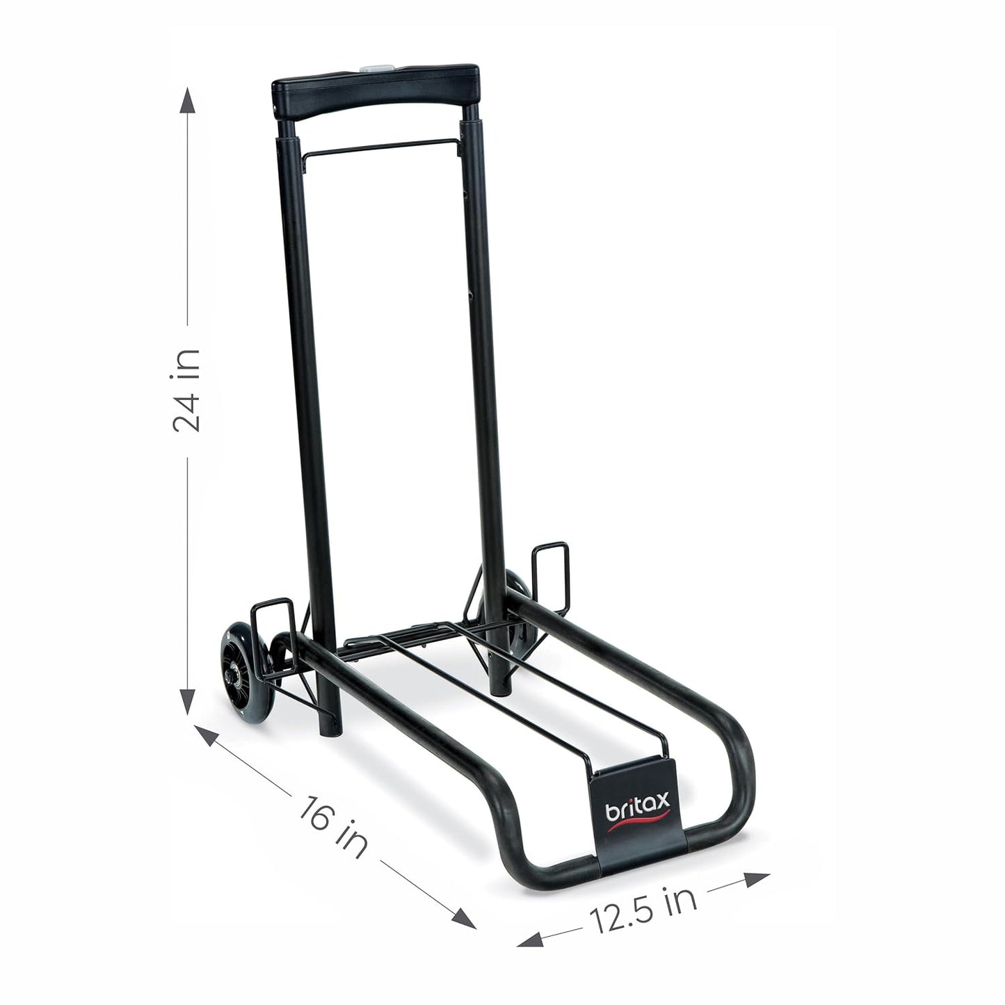 Britax Car Seat Travel Cart | Adjustable Handle + Compact Fold + Fits in Airplane Overhead Bin , Black, 42x13.5x5.5 Inch (Pack of 1)