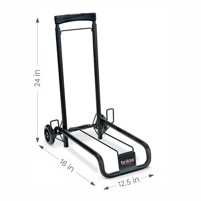 Britax Car Seat Travel Cart | Adjustable Handle + Compact Fold + Fits in Airplane Overhead Bin , Black, 42x13.5x5.5 Inch (Pack of 1)