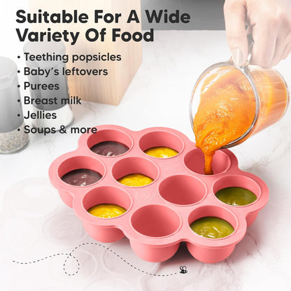 KeaBabies Silicone Food Freezer Trays with Lid, 2oz x 10 Pods Baby Food Storage Containers, Easy Puree Meal Prep, Breast Milk Silicone Freezer Molds, Dishwasher, Microwave Safe, BPA-Free (Chai Latte)