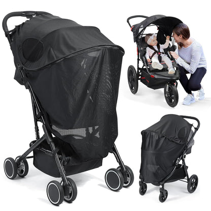 Orzbow Stroller Sun Shade Cover, Removable Stroller Shade Extender with Zip, Universal Canopy for Stroller Sun Protection, Breathable & Stable, Blocks 95% UV(UPF 50+)