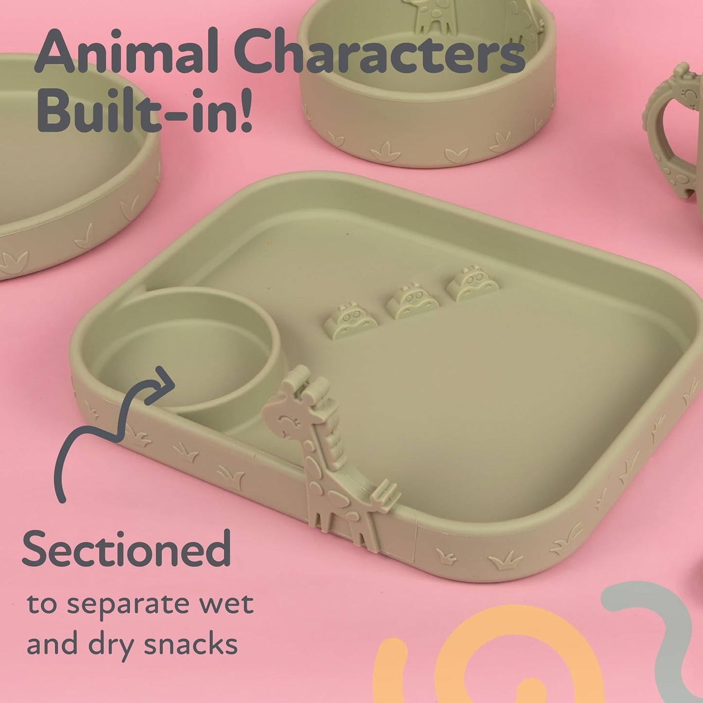 Nuby Animal Friend Silicone Round Bowl - Toddler Bowl - 6+ Months - Pink Whale Bowl
