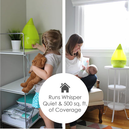 Crane Ultrasonic Cool Mist Humidifier for Bedroom, Baby Nursery, Kids Room, Plants, or Office, Large 1 Gallon Tank, Filter Optional, Clear and White