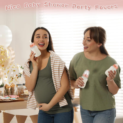 TrelaCo Bottle Chug Baby Shower Game 20 Pcs Baby Bottles Shower Favor with 1 Greenery Theme Sign for Gender Reveal Party Supplies Gifts(Green)